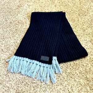 Coach Ribbed Scarf with Fringe. Wool/Cashmere Blend